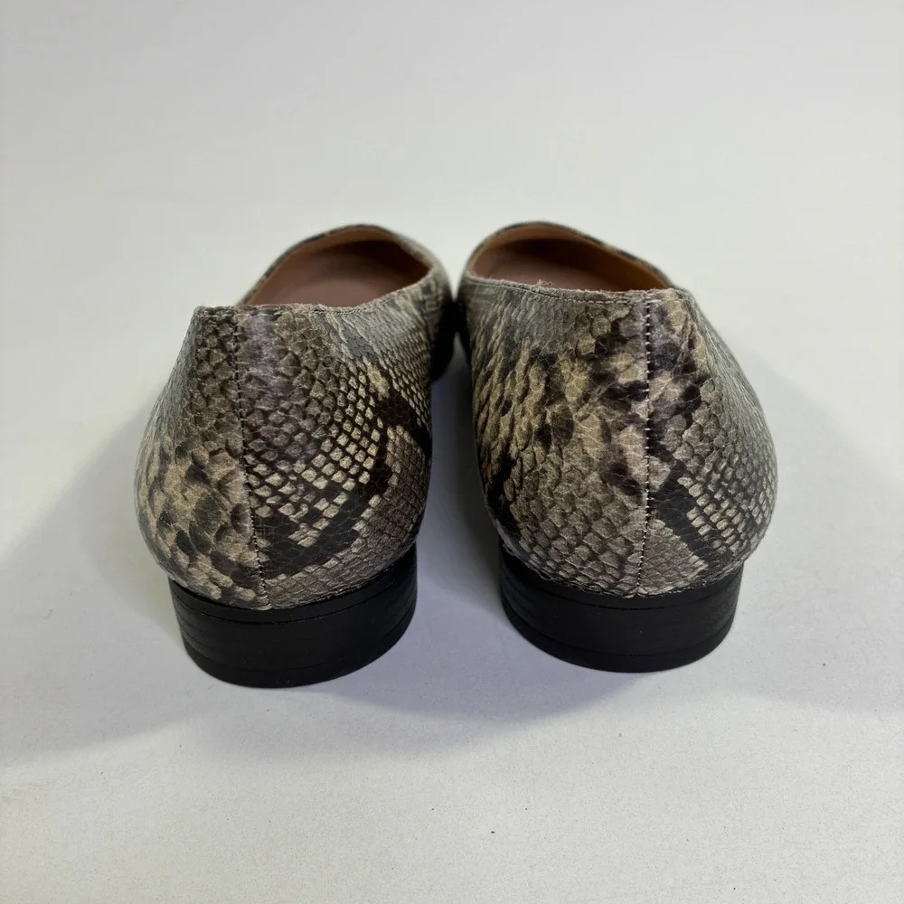 Lauren Blackwell Derrie Snakeskin Print Pointed Toe Flats Grey Brown 9.5M